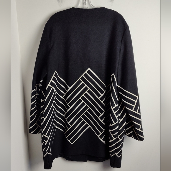 NWT Marina Rinaldi Noto Jacquard Duster wool Coat black gold 22 plus - Picture 14 of 14